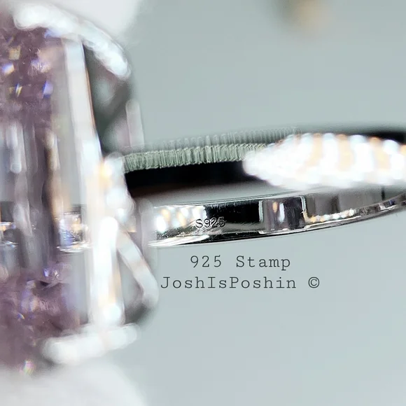7CT Emerald cut pink diamond solitaire ring in sterling silver